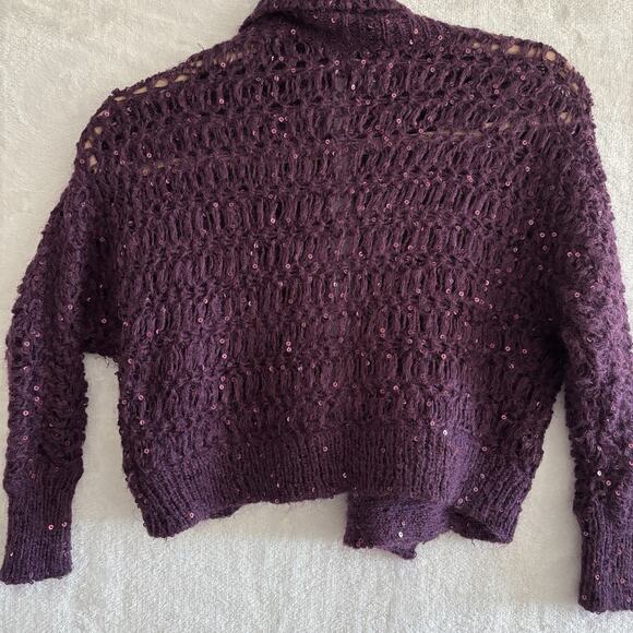 Vtg Y2K Express Sweater Shrug Bolero Size XS Purple Sequins Whimsigoth Fairy - Picture 8 of 9